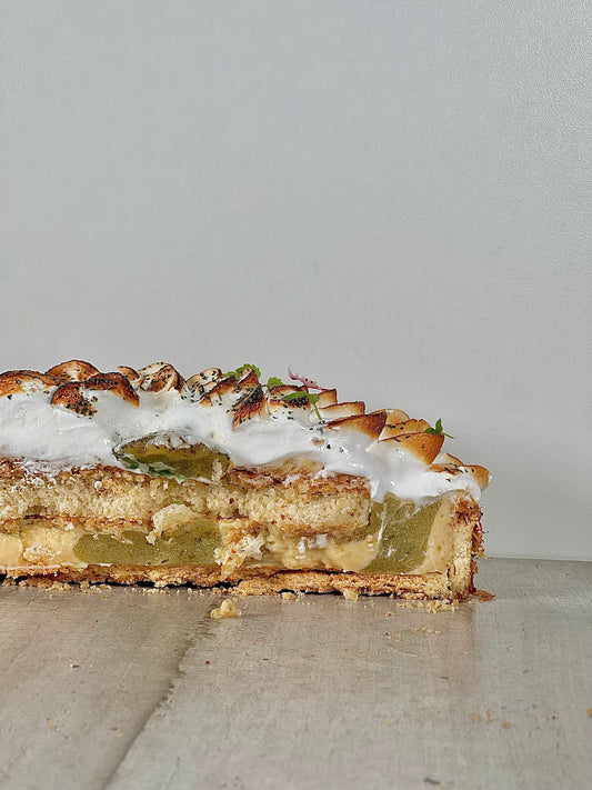 Tarte citron meringuée basilic